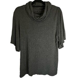 Loft Lou & Grey Signature Soft Funnel Neck Short Sleeve Top Charcoal Gray Size S